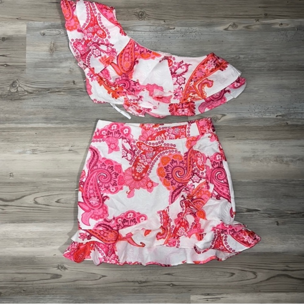 Layered Ruffle Crop Top and Skirt Set